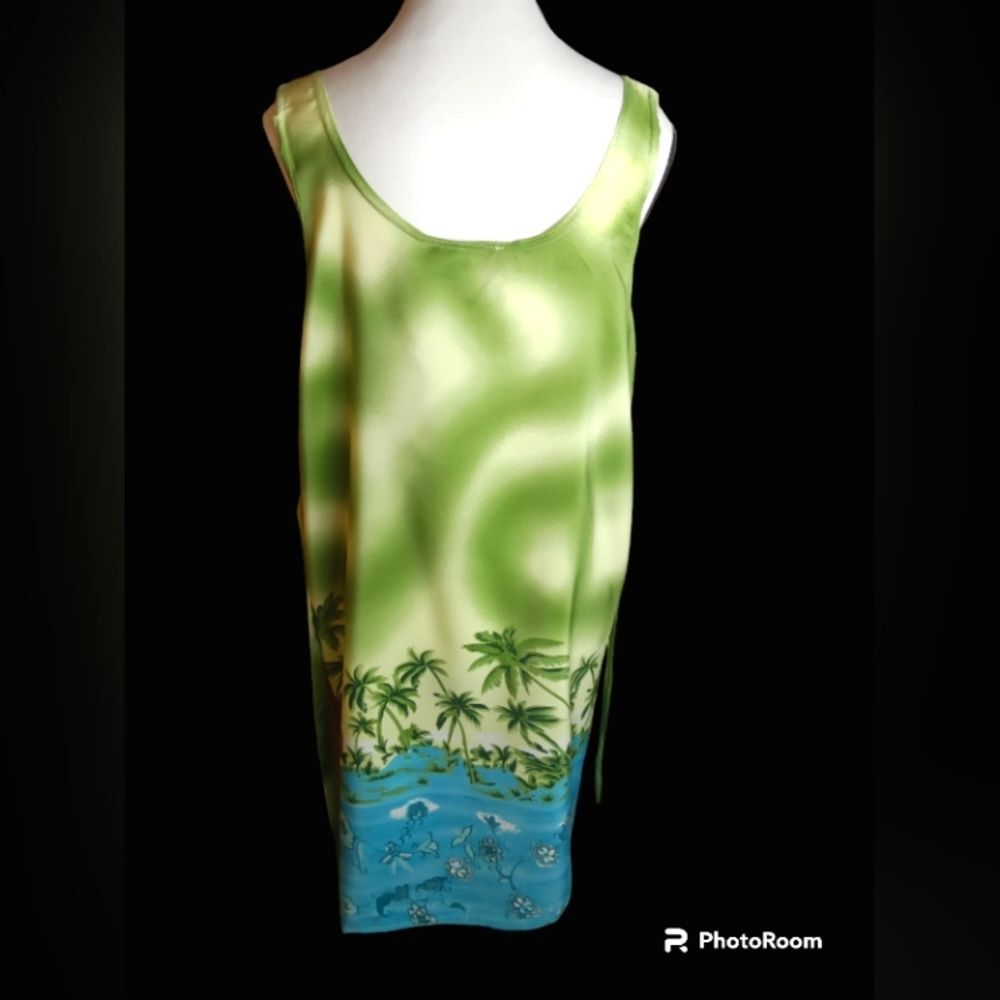 LOOKING GOOD L HAWAIIAN DRESS SLEEVELESS BACK TIE BEACH BOHO MADE IN USA VTG